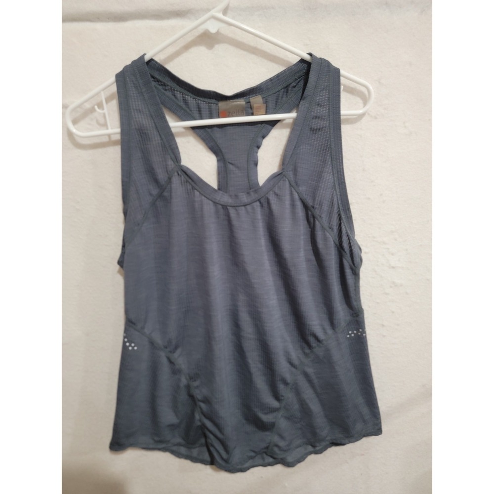 Zella Gray Space Dye Perforated Racerback Workout Tank Top Women's Size L